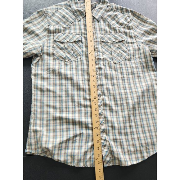 Random Access Pearl Snap Shirt Plaid Flap Pockets Cowboy Western Mens XL - Picture 14 of 14